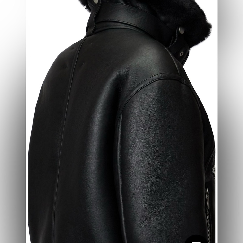 The Arrivals Moya Leather & Shearling Moto Jacket M - Picture 6 of 6